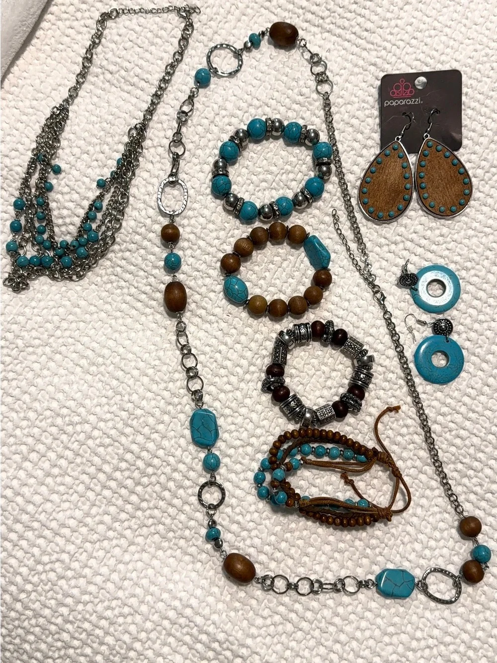 paparazzi Turquoise and Brown Mixed-Bead Jewelry Set